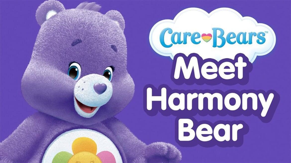 Harmony Bear - Care Bear - purple cartoon characters